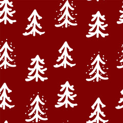 Fototapeta premium Vector. Christmas and New Year seamless pattern. Abstract hand drawn scandinavian ornament. Minimalism snow pattern for branding, cover, wrapping paper, advertising and typographic products.