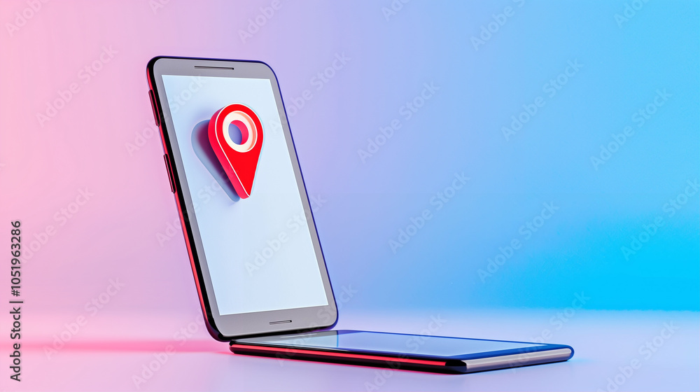 Aufkleber smartphone displaying location pin on screen in modern design
