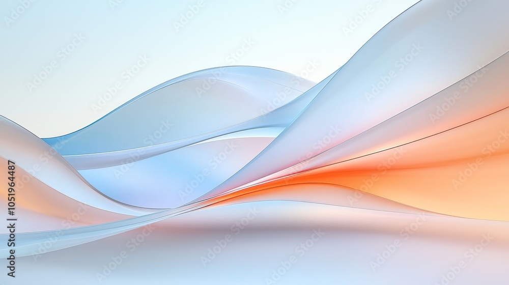 Aufkleber elegant waves of color a serene abstract design capturing the fluidity of light and motion in soft p