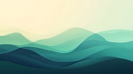 Obraz premium Serene abstract landscape featuring soft, flowing waves in shades of teal and blue, creating calming atmosphere. gentle gradients evoke sense of tranquility and peace