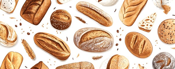 Delicious Bread Assortment   Bakery Food Pattern