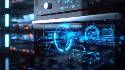 Fototapeta premium Make dinner preparation a breeze with a 5Gconnected oven that lets you monitor the cooking progress and adjust settings from your smart device.