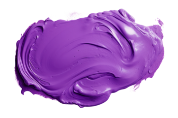 A bright purple paint blob with natural imperfections and varied thickness isolated on white background