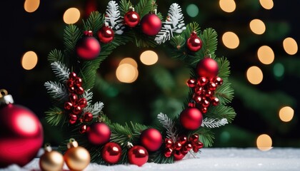 Fototapeta premium Festive Christmas wreath