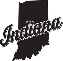 Indiana State Shape Retro Typography