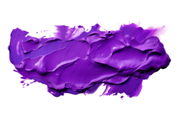 A bold purple paint stroke with rough edges and a vivid color gradient isolated on white background