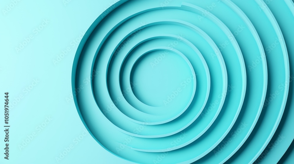 Poster Exploring the harmony of circular patterns in soft turquoise tones for modern design inspirations