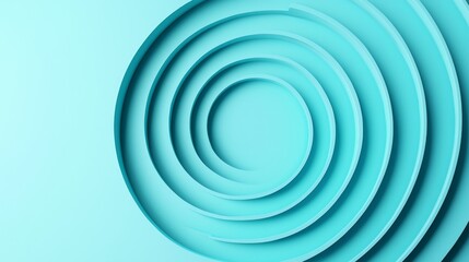 Obraz premium Exploring the harmony of circular patterns in soft turquoise tones for modern design inspirations