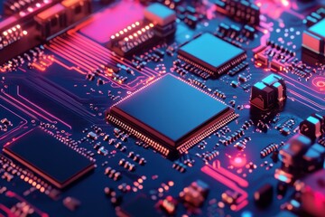 Obraz premium A clean, minimalist circuit board layout with evenly spaced components, representing efficiency and modern design in electronics.