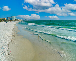 High angle view of Clearwater Beach Florida on a late summer afternoon