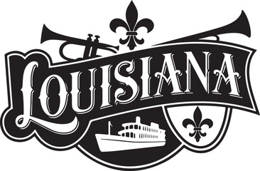 Louisiana Retro Circle Sign Vector Illustration