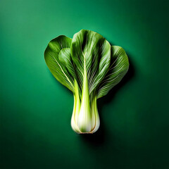 Fresh Pak Choi on Green Background – Minimalist Vegetable
