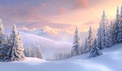 Obraz premium Carpathian Mountains in winter. Wonderful wintry landscape. Great alpine Highlands at sunny day. Snowcovered mountains and white spruces look amazing under the sun when it shines.