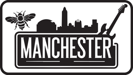 Obraz premium Manchester England Typography Sign Illustration