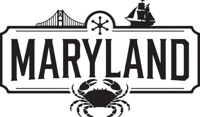 Maryland Retro Typography Sign Illustration © PapaGray