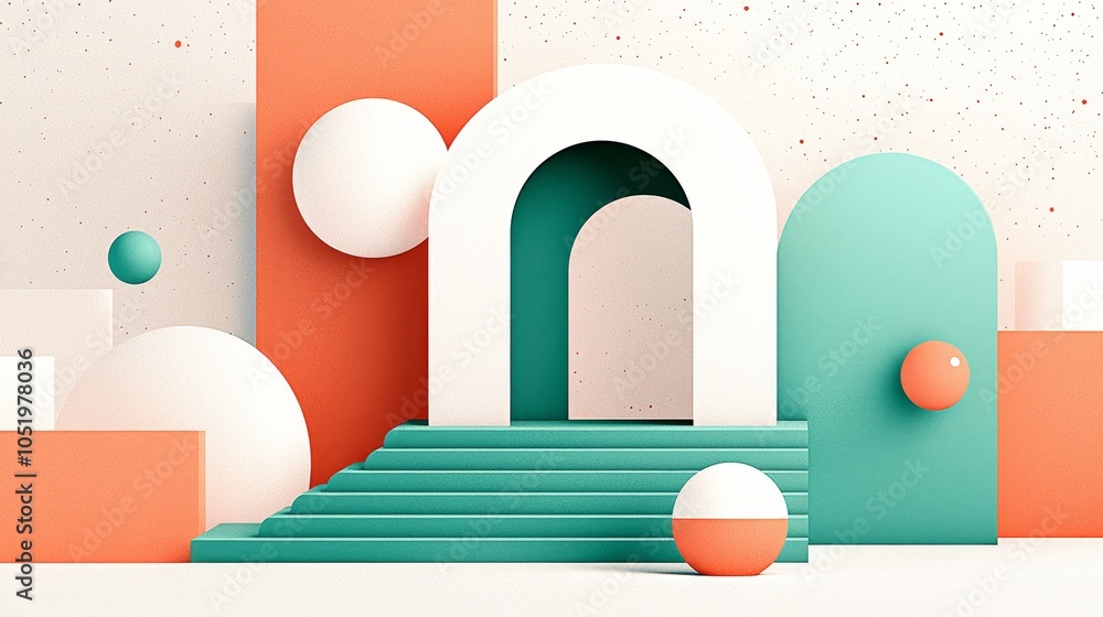 Aufkleber bold geometric shapes in a minimalist composition exploring the intersection of design and color in 