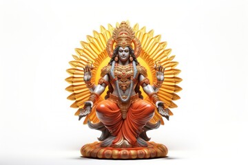 Fototapeta premium Vishnu figurine white background representation.