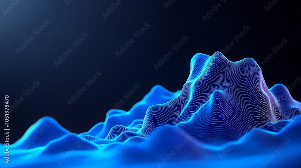 Poster design digital technology concept with polygonal shapes on dark blue background.