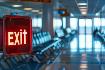 Fototapeta premium Exit Sign in Airport Terminal