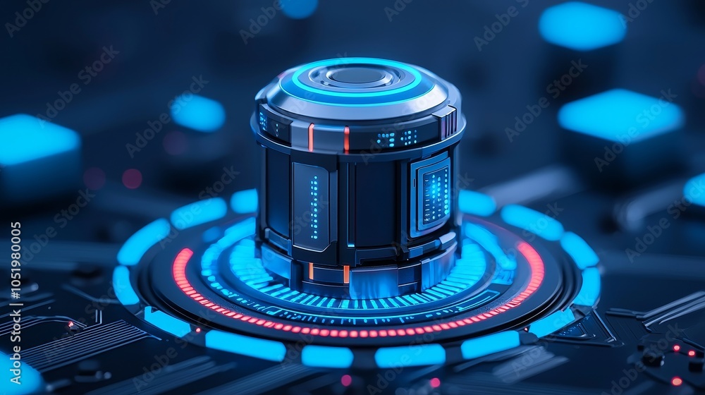 Poster background of futuristic, blue digital grids. network tech wallpaper. 3d rendering