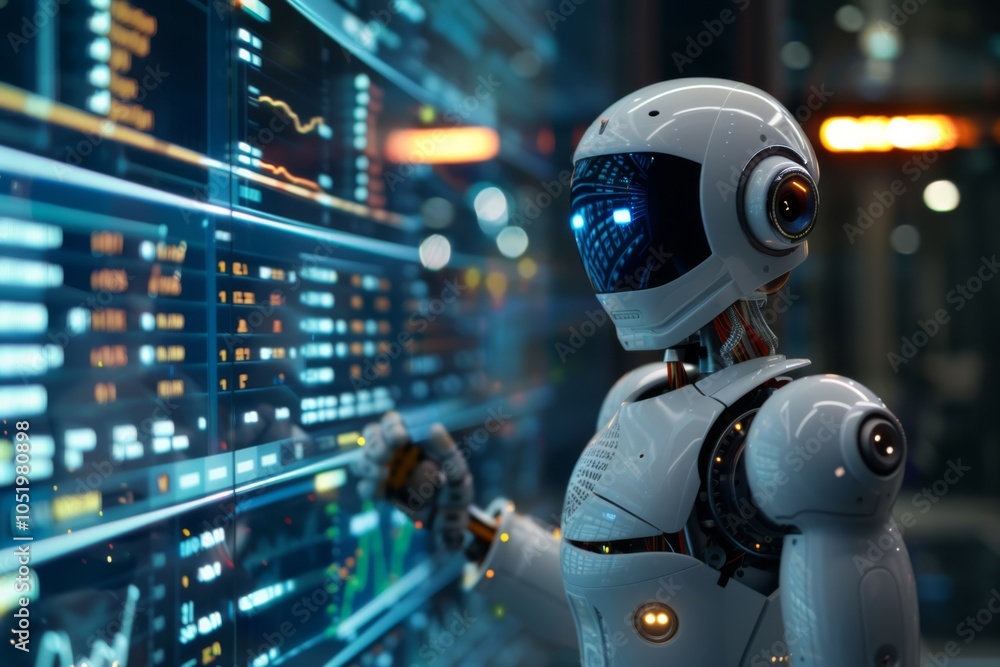 Aufkleber robot ai artificial intelligence analyzing data