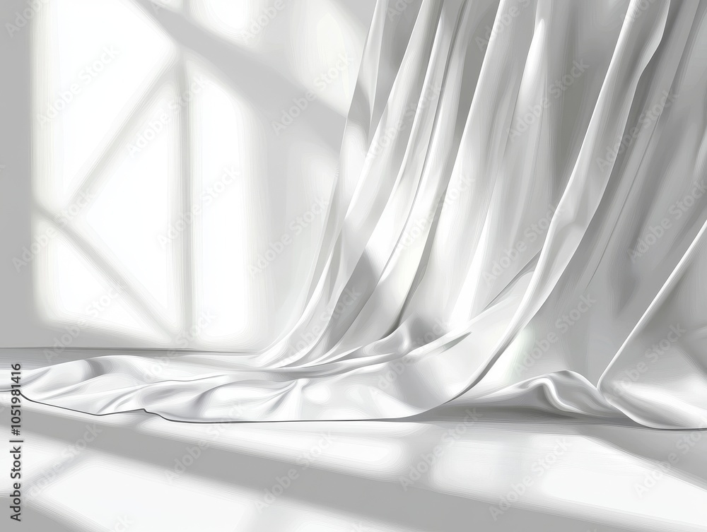 Poster soft blurry shadow of window blinds on wall isolated on transparent background. abstract silhouette 