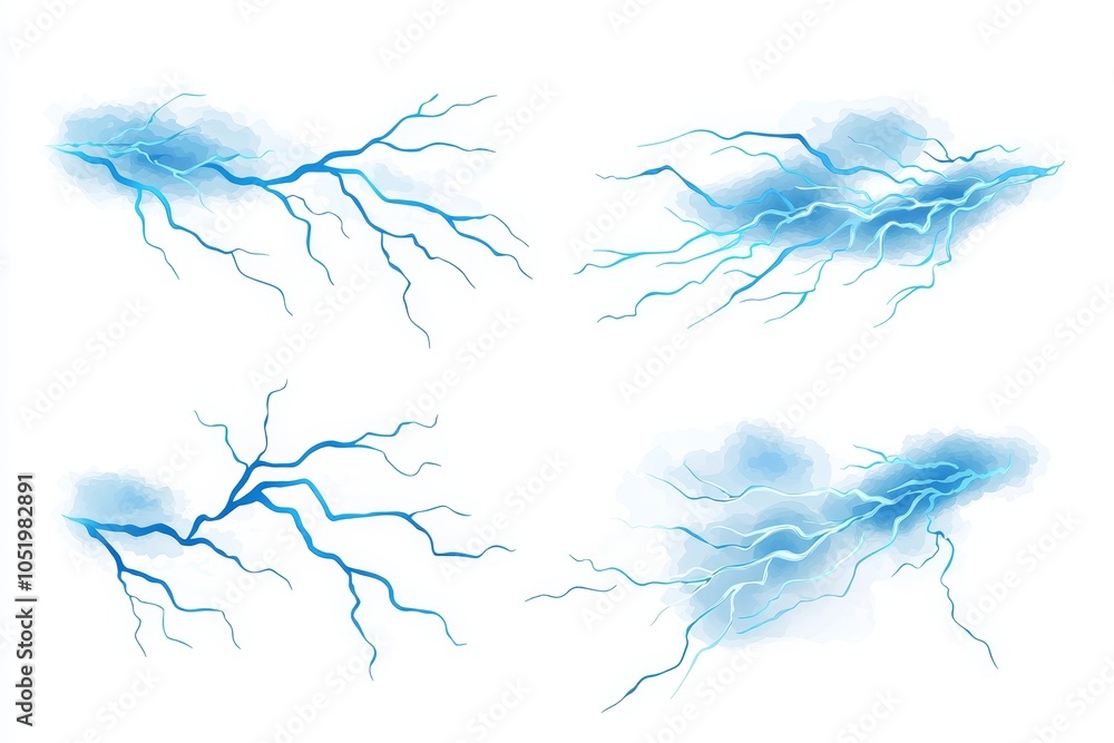 Poster ai generative: a glow of glowing lightning illuminates the night sky, casts a dazzling glow on the t