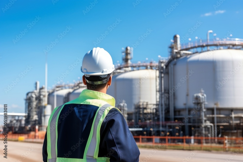 Poster gas pipeline architecture standing refinery.