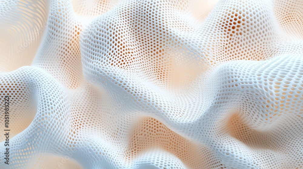 Aufkleber delicate textures of white mesh fabric creating dynamic waves and patterns in soft light