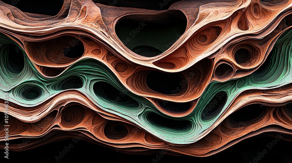 Poster abstract layers of organic forms in earthy tones a visual exploration of nature's textures and patte