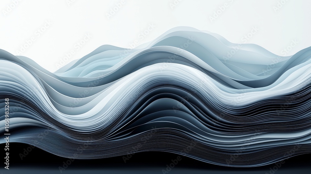 Poster abstract waves of paper a fluid interaction between form and texture in minimalist design aesthetics