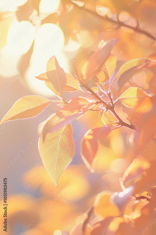 Poster abstract fall landscape background with lots of bokeh and vignette borders with a bright center spot