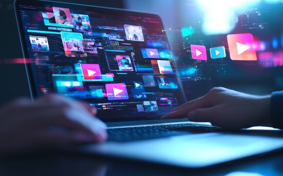 Businesses use video conferencing and tablets for digital marketing, creating content on social media, and connecting to the media using the Internet.