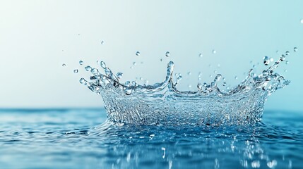 Captivating water drop splash on a blue background. AI generated illustration