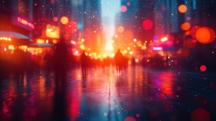 an abstract outdoor street fair backdrop, softly blurred, with hints of colorful stalls and lights, leaving ample copy space for text or branding