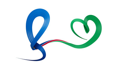 Namibia flag heart shape, 3d illustration
