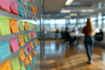 Team Brainstorming Session with Sticky Notes 