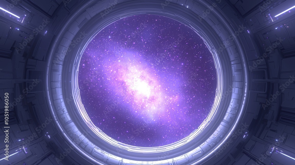 Poster exploring the mysteries of the universe a view through a cosmic portal into the majesty of galaxies 