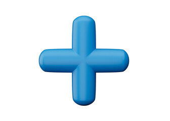 3d Plus icon blue color isolated white background 3d illustration
