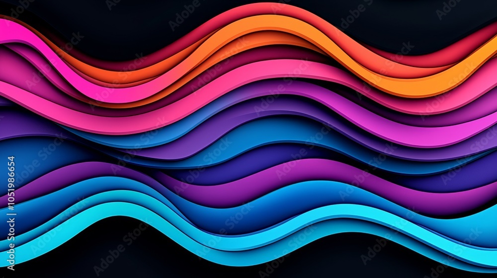 Aufkleber Vibrant waves of color a stunning abstract design featuring flowing lines and dynamic patterns creating depth and movement
