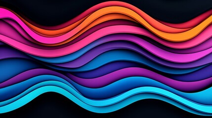 Obraz premium Vibrant waves of color a stunning abstract design featuring flowing lines and dynamic patterns creating depth and movement