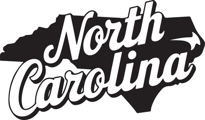 Obraz premium North Carolina State Shape Retro Typography Vector