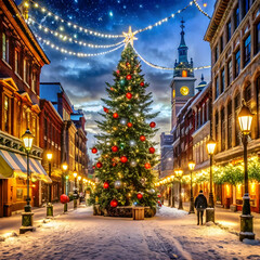 Naklejka premium christmas in city