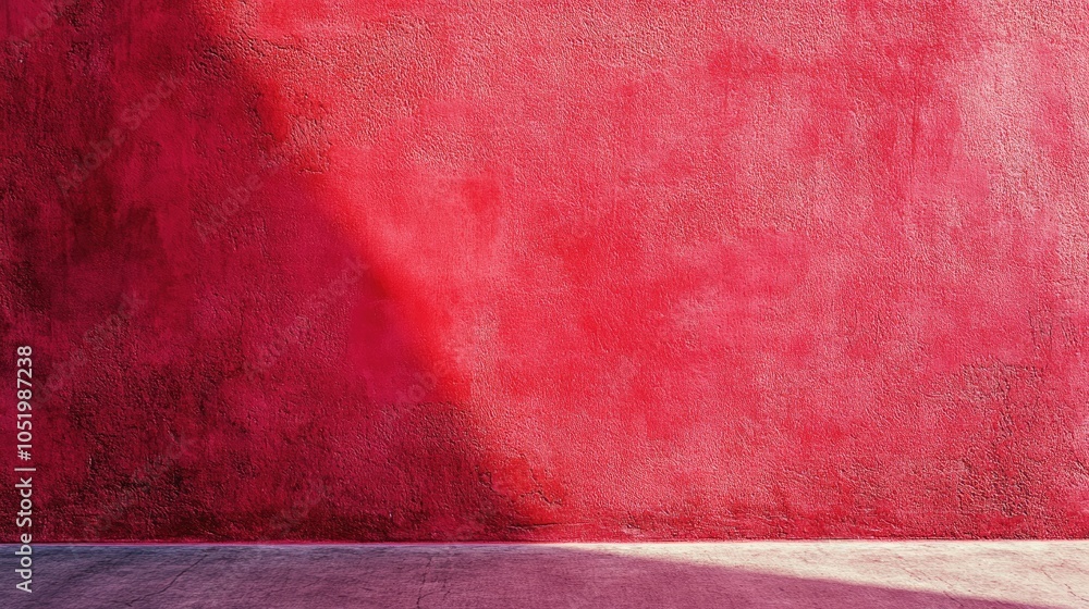 Poster vibrant bright red low contrast concrete textured background an empty colorful wall ideal for text o