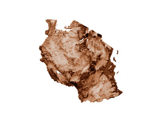 Map of Tanzania in old style, brown graphics in a retro style Vintage Style. High detailed 3d illustration
