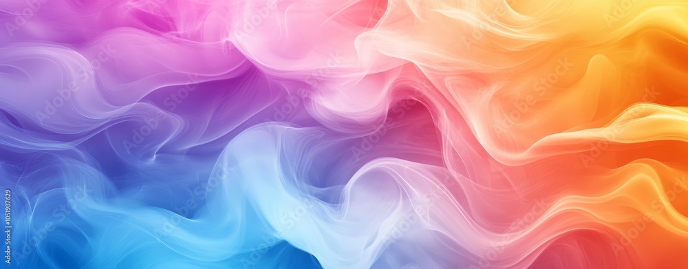 Fototapete An abstract, flowing pattern of light waves in many colors against a black background, creating a dynamic and intense visual experience