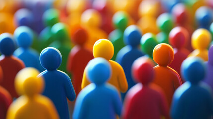 Obraz premium Colorful figures represent a diverse crowd at a vibrant event celebrating community engagement and connection in an urban setting