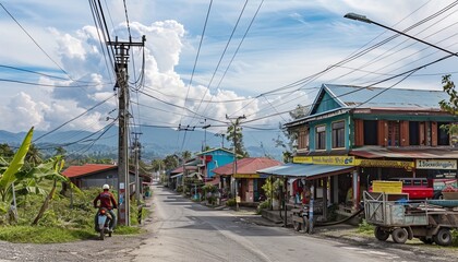 Exploring the Streets of Wadaslintang: A Visual Journey Through Electric Poles, Buildings, and Roads