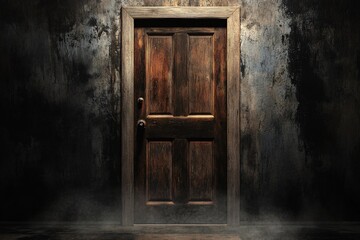 Old Wooden Door In A Haunted Room Mystery Horror Gothic Scary Abandoned