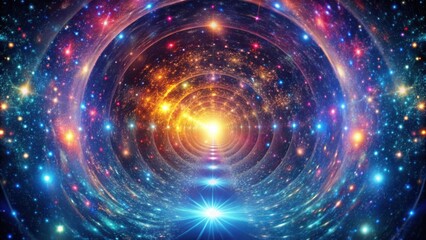 Fototapeta premium Enchanting Cosmic Tunnel of Vibrant Colors and Sparkling Stars Wonder Infinite Possibilities